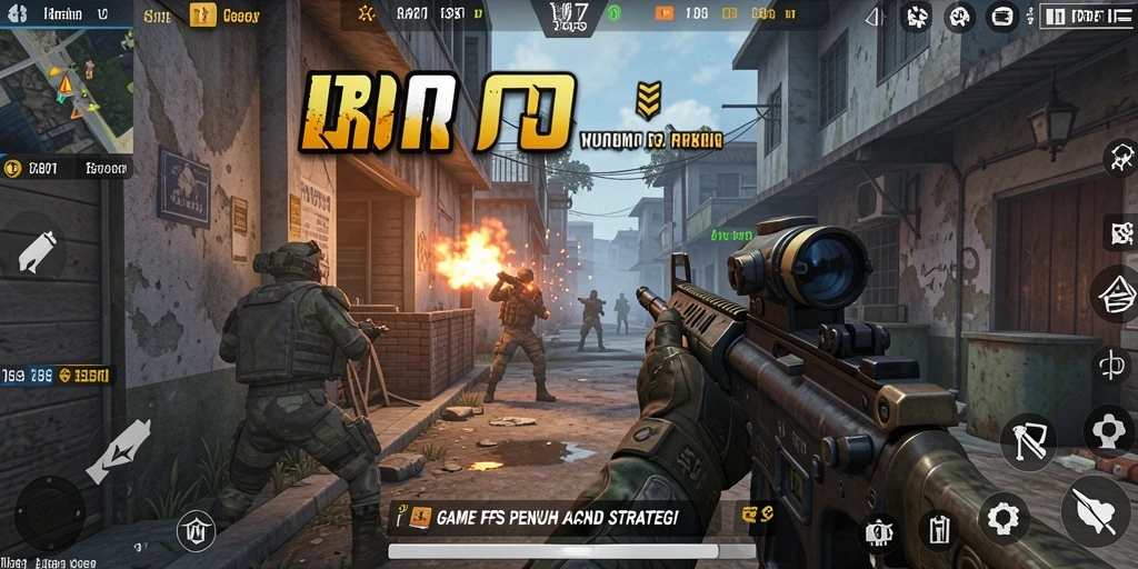 Screenshot gameplay BROJP yang penuh aksi FPS.