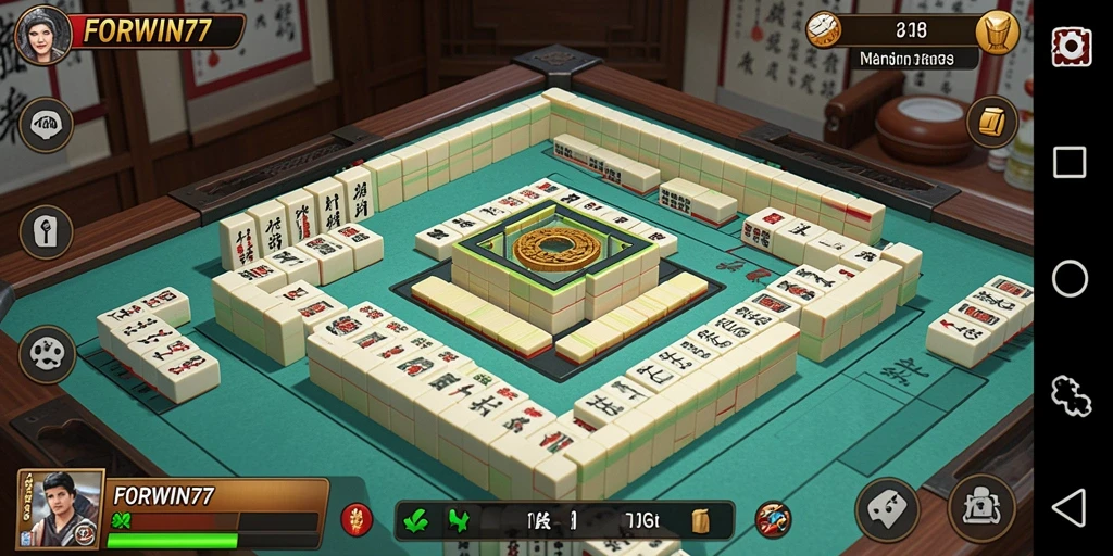 Tampilan gameplay seru dan interaktif dari FORWIN77 dalam permainan Mahjong.