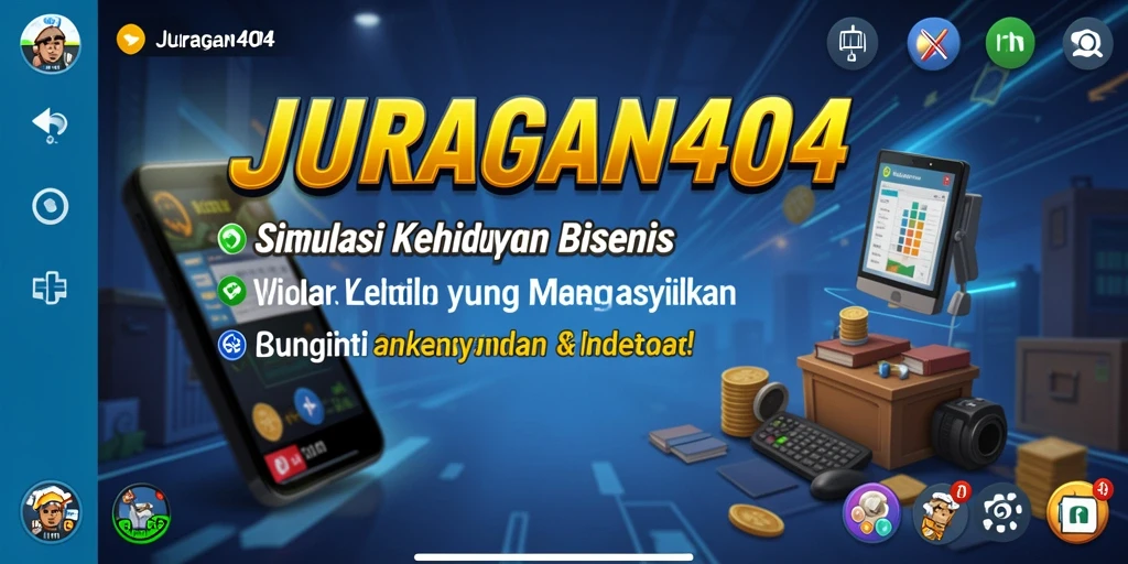Screenshot gameplay JURAGAN404 yang menunjukkan interaksi bisnis.