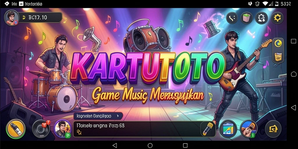 Tampilan gameplay seru KARTUTOTO dengan alat musik interaktif.