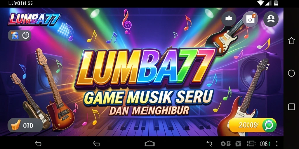 Screenshot menunjukkan gameplay seru di LUMBA77 dengan berbagai lagu.