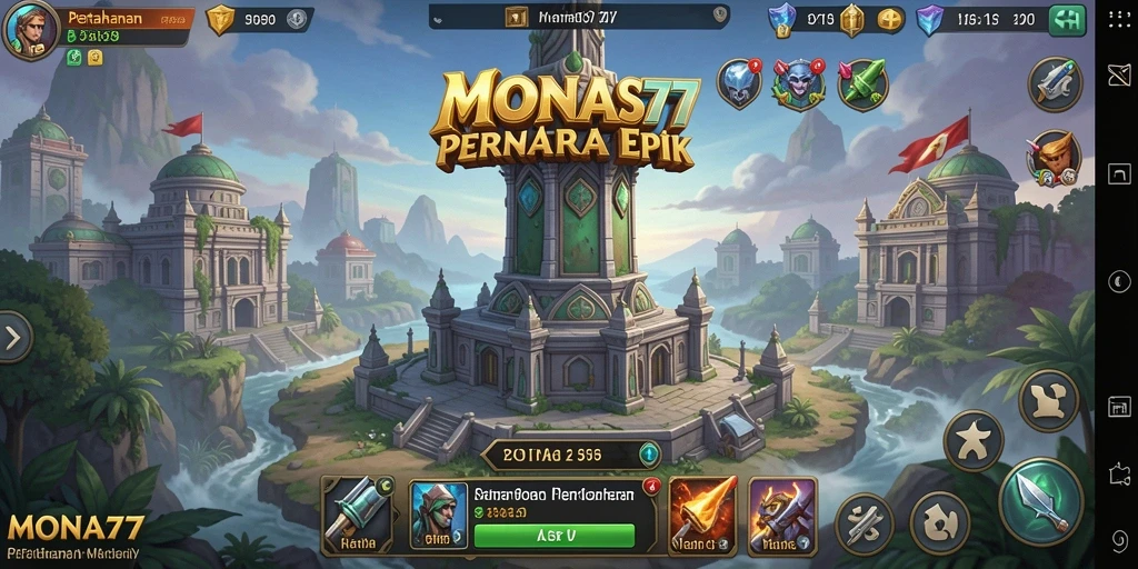 Tampilan gameplay intens di MONAS77 dengan strategi Tower Defense.