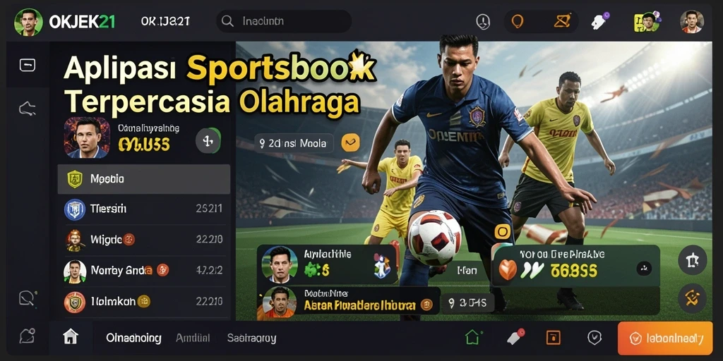 Tangkapan layar gameplay OKJEK21 menampilkan taruhan olahraga langsung yang menarik.