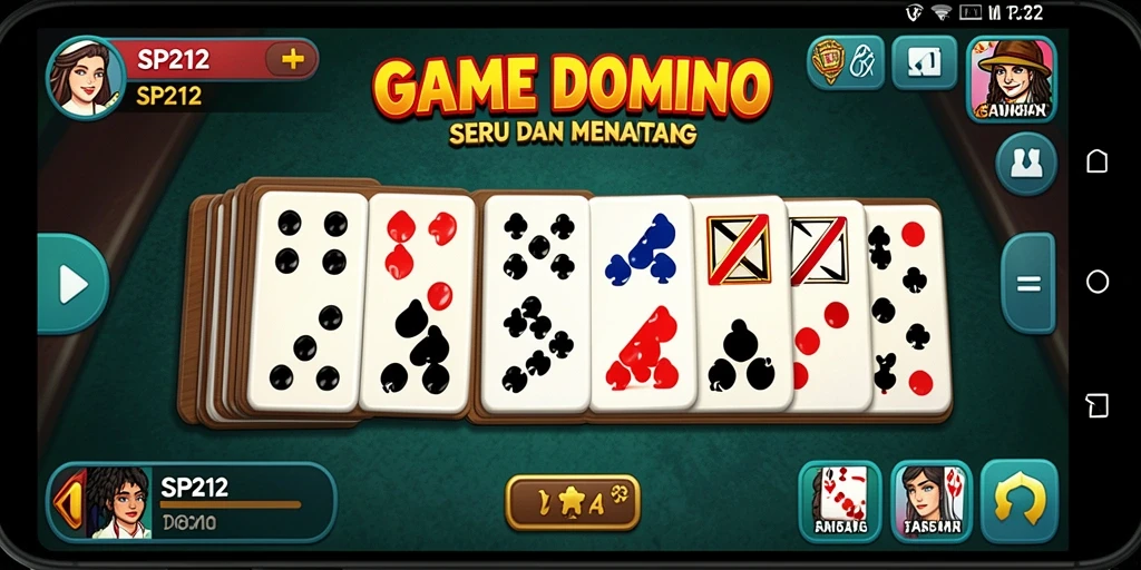 Tampilan gameplay seru dalam SP212 dengan kartu domino.