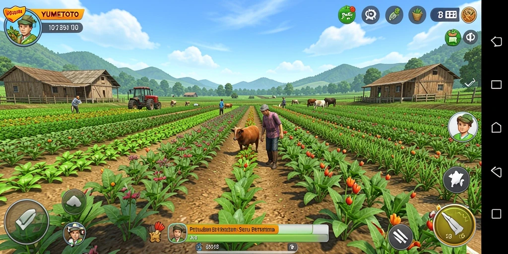 Tampilan gameplay seru berkebun di YUMETOTO