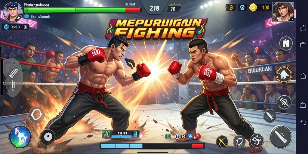 Tangkapan layar gameplay Z18 menampilkan aksi pertarungan yang menegangkan dan karakter unik.