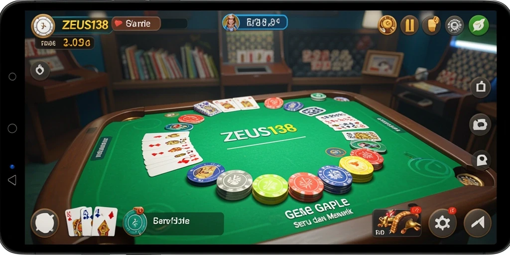 Tampilan gameplay seru dari ZEUS138 saat bermain Gaple.